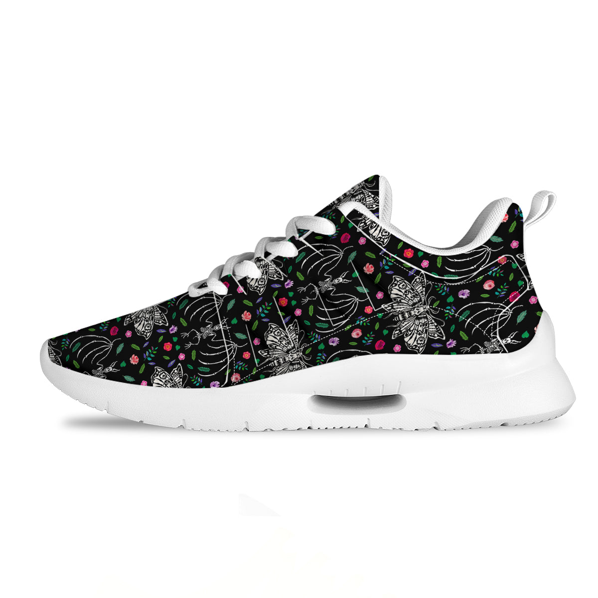 Butterflies And Skeletons of Bats Print Pattern Tennis Shoes-grizzshop