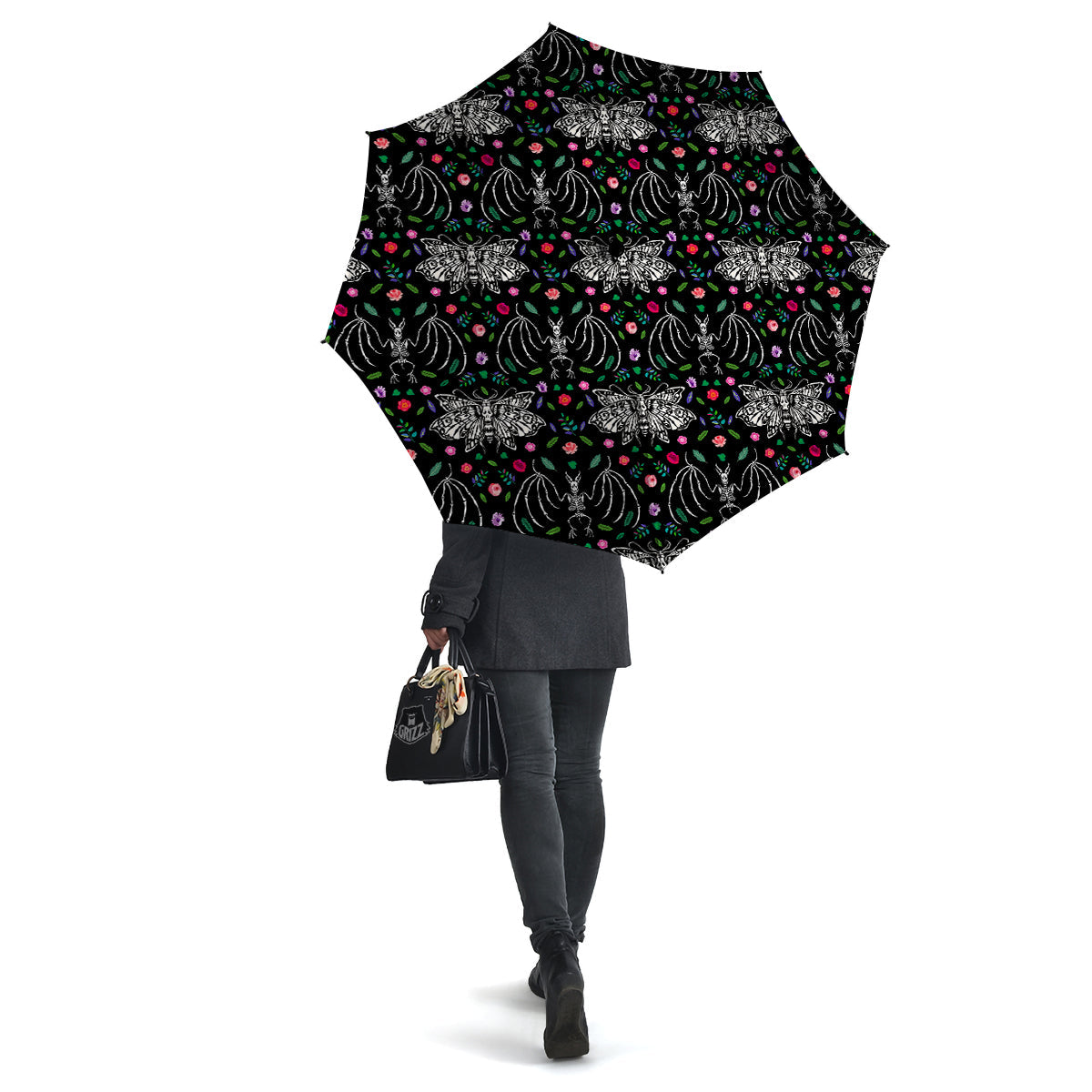 Butterflies And Skeletons of Bats Print Pattern Umbrella-grizzshop