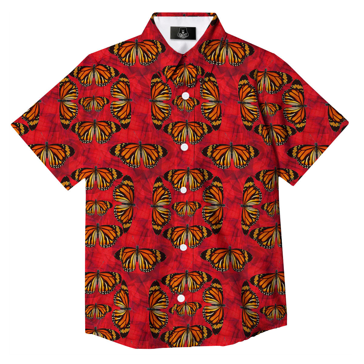Butterflies Monarch Orange Print Pattern Button Up Shirt-grizzshop