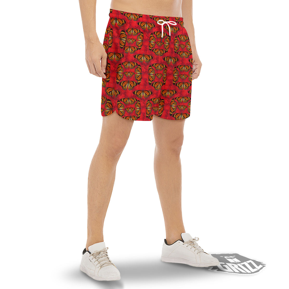 Butterflies Monarch Orange Print Pattern Men's Gym Shorts-grizzshop