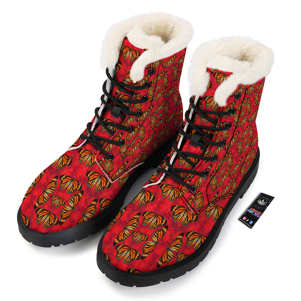 Butterflies Monarch Orange Print Pattern Winter Boots-grizzshop