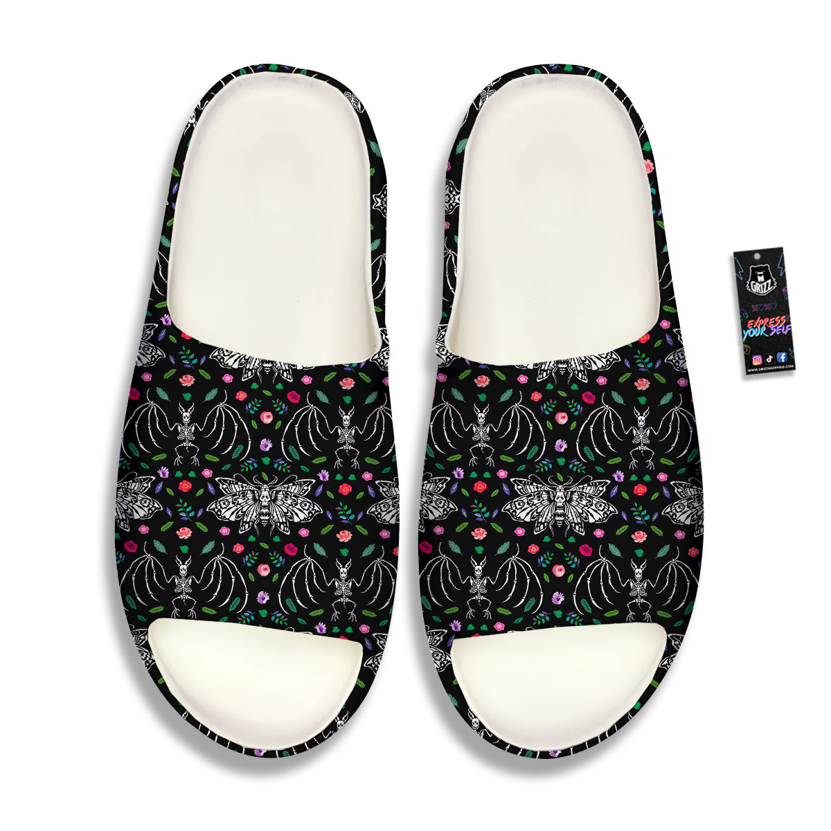 Butterflies And Skeletons of Bats Print Pattern Sandals-grizzshop