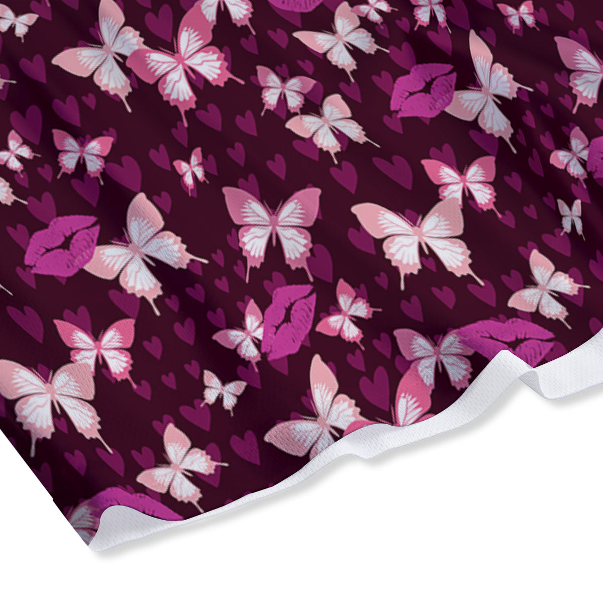 Butterfly And Girly Heart Print Pattern Mesh Shorts