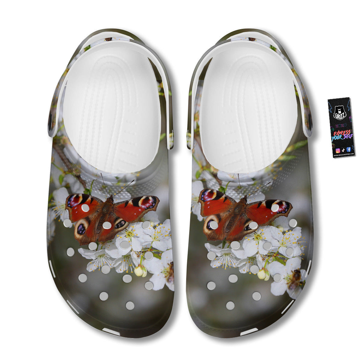 Butterfly Blossom Flower Print Clog-grizzshop