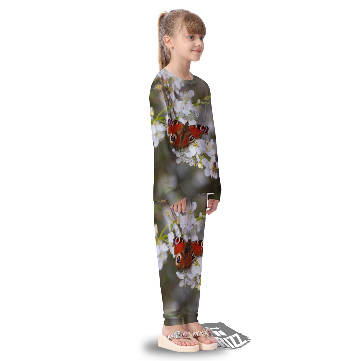 Butterfly Blossom Flower Print Kid's Pajamas-grizzshop