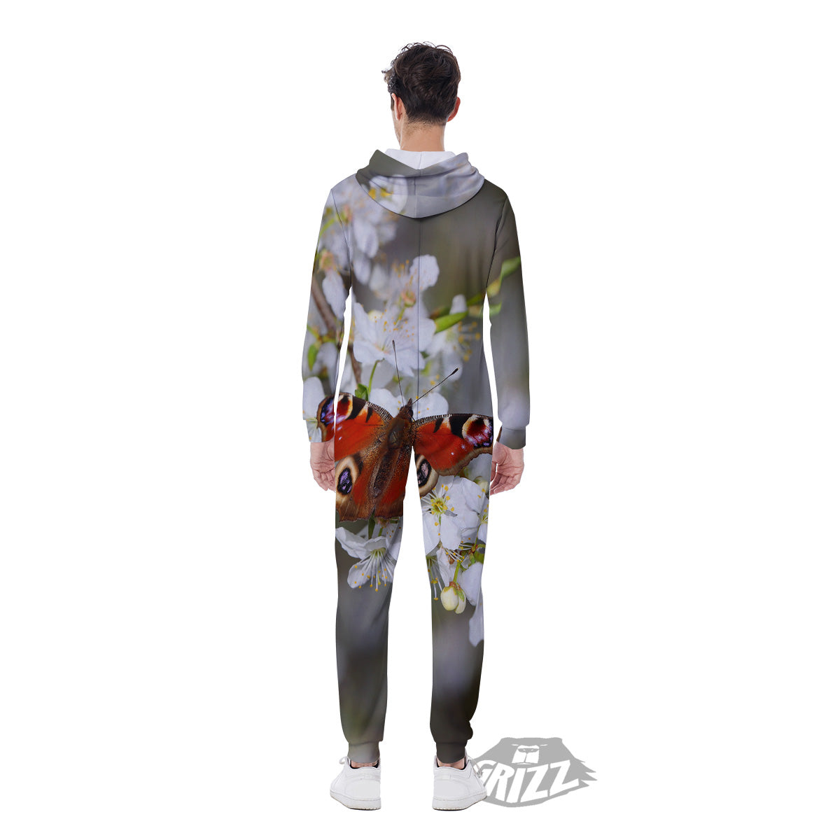 Butterfly Blossom Flower Print Men's Jumpsuit-grizzshop