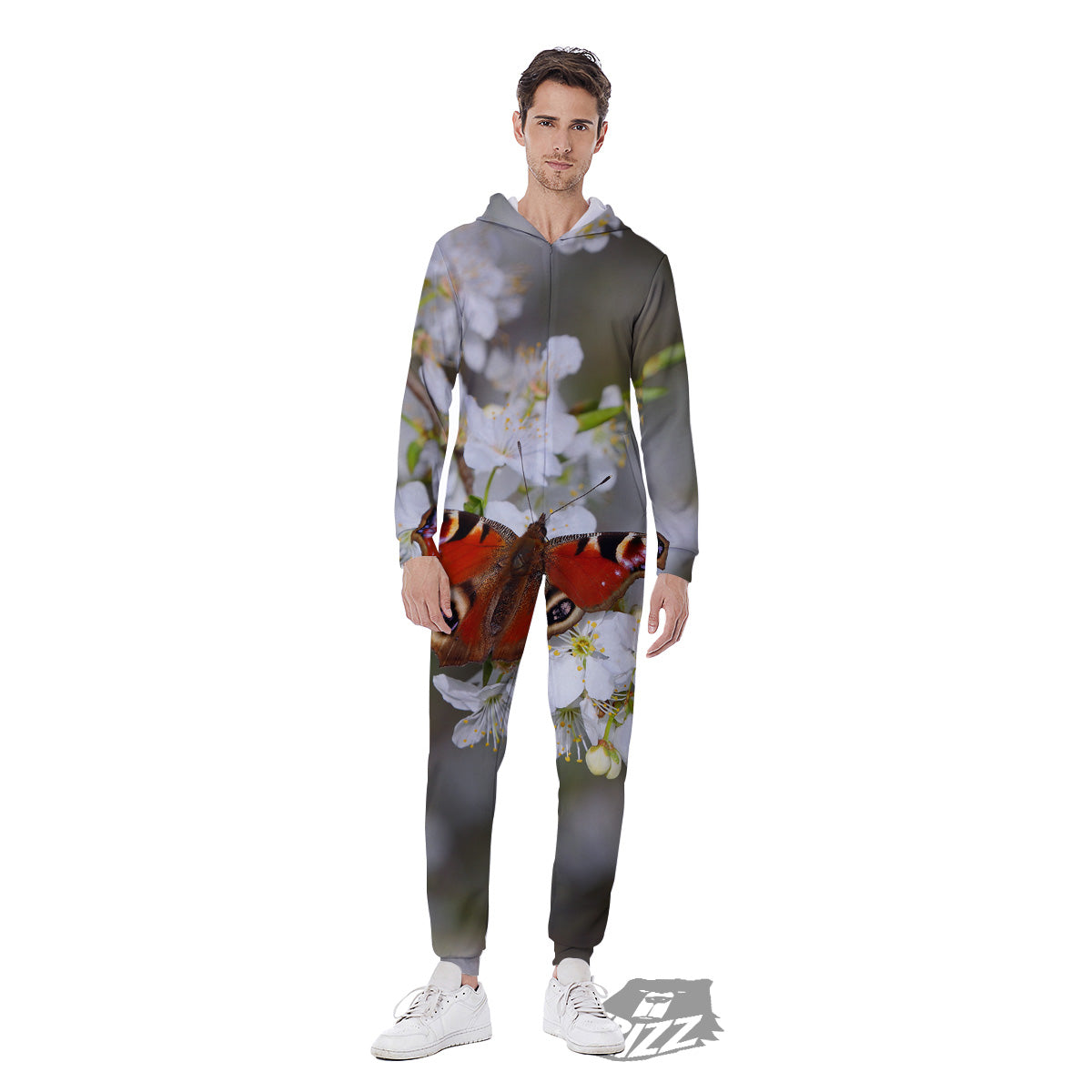 Butterfly Blossom Flower Print Men's Jumpsuit-grizzshop