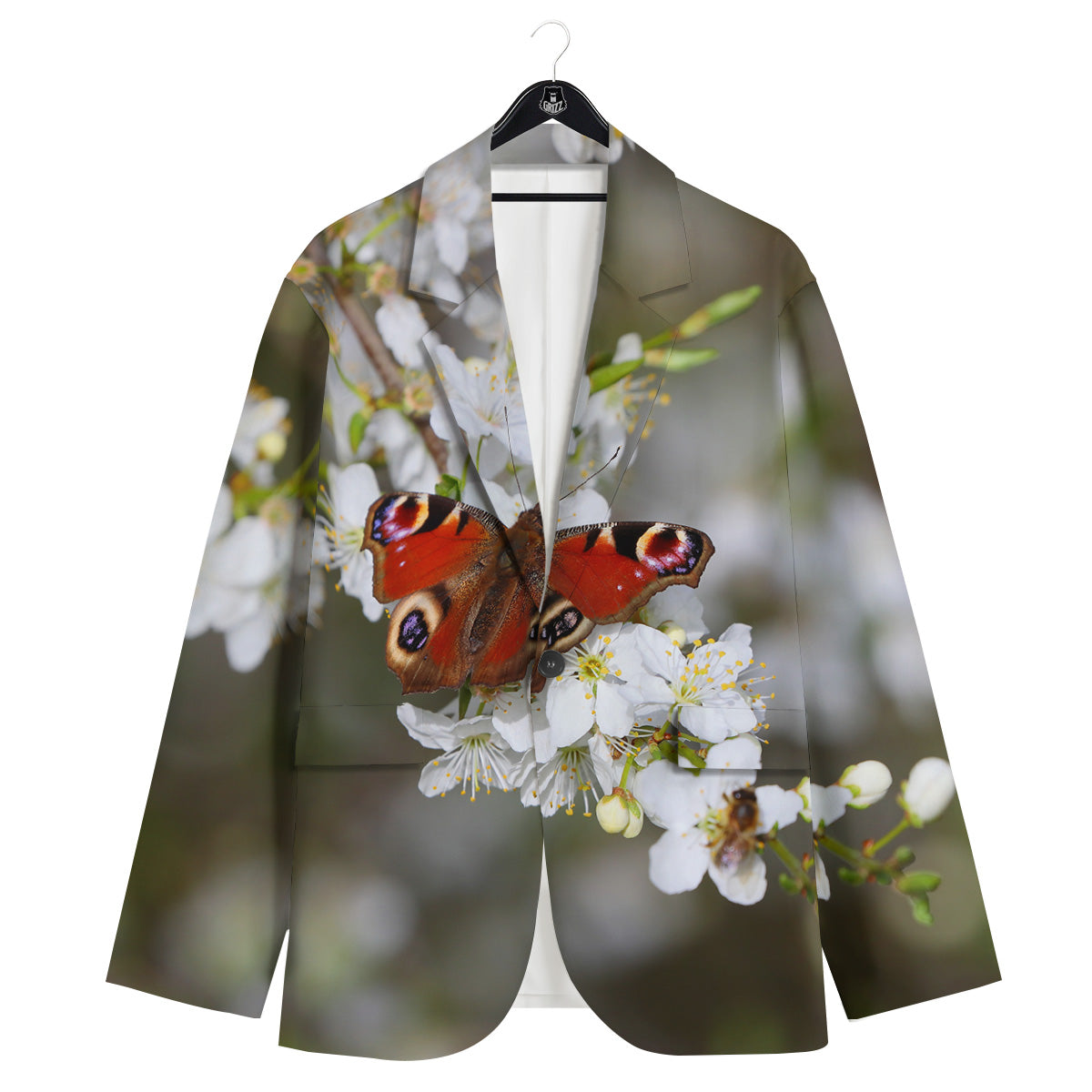 Butterfly Blossom Flower Print Men's Sport Coat-grizzshop
