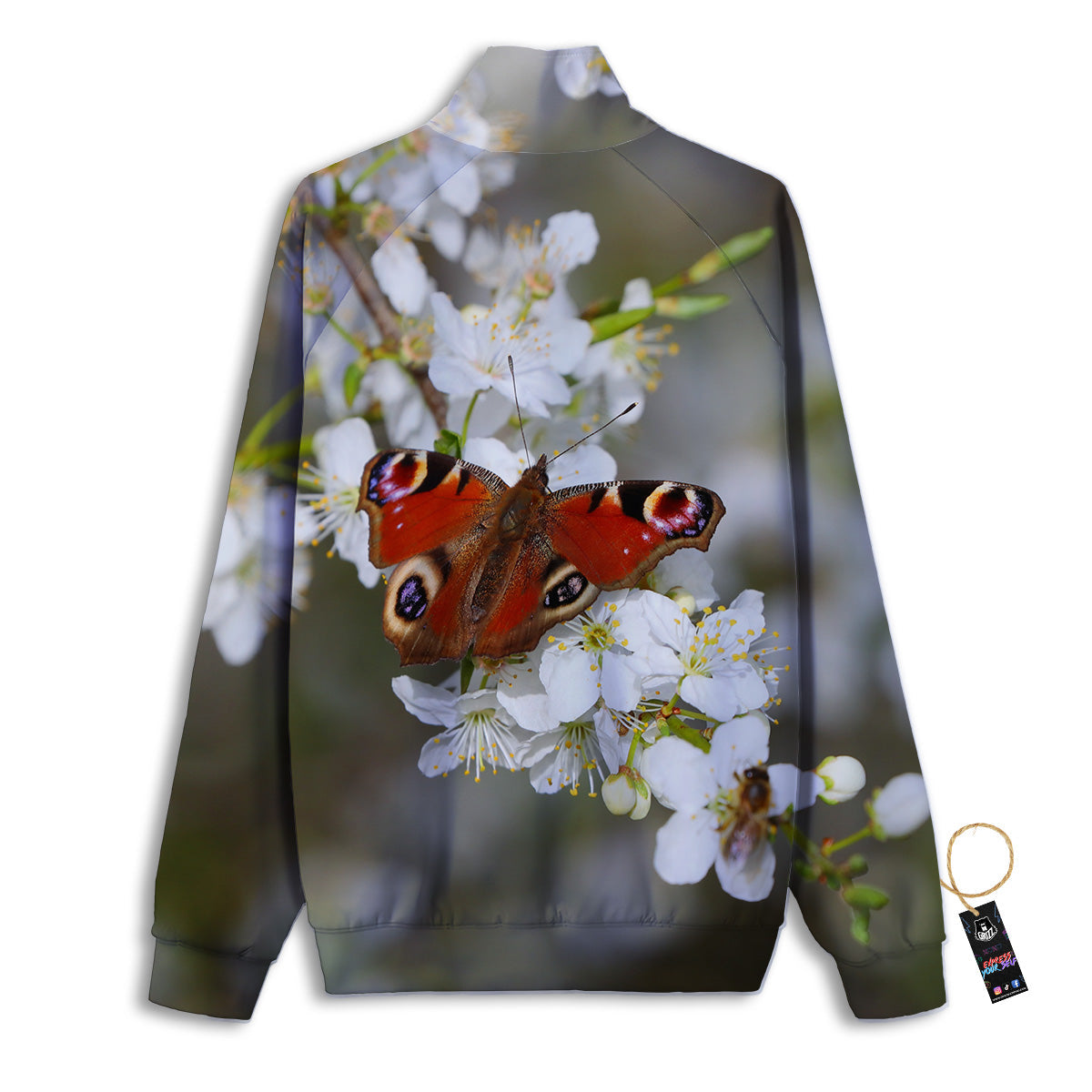 Butterfly Blossom Flower Print Track Jacket-grizzshop