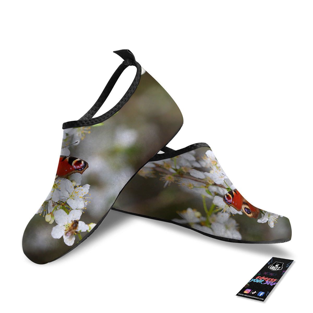 Butterfly Blossom Flower Print Water Shoes-grizzshop