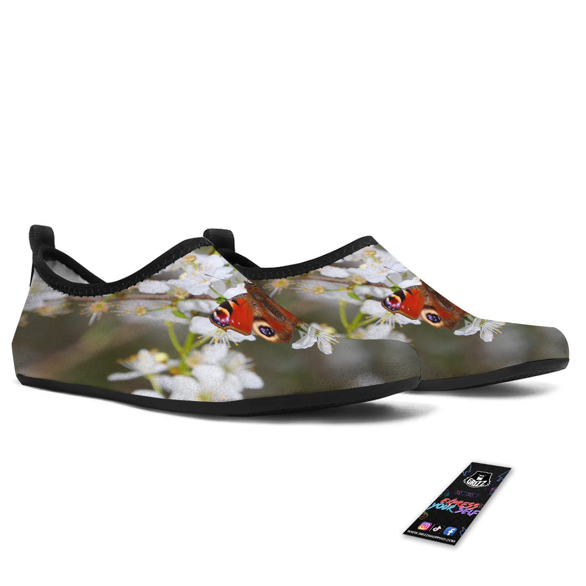 Butterfly Blossom Flower Print Water Shoes-grizzshop