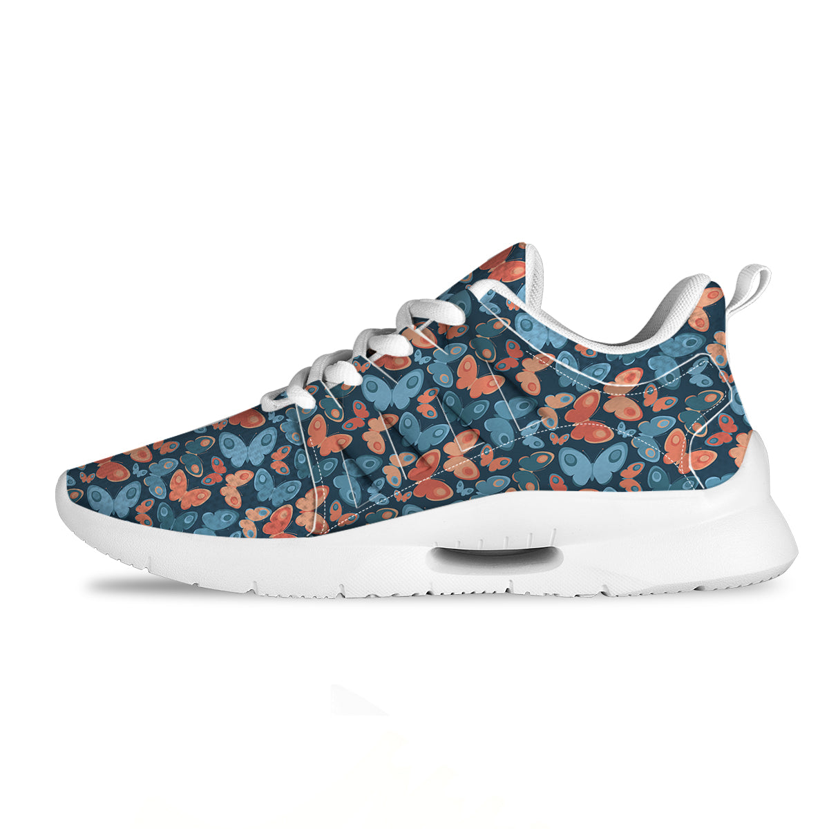 Butterfly Blue And Orange Print Tennis Shoes-grizzshop