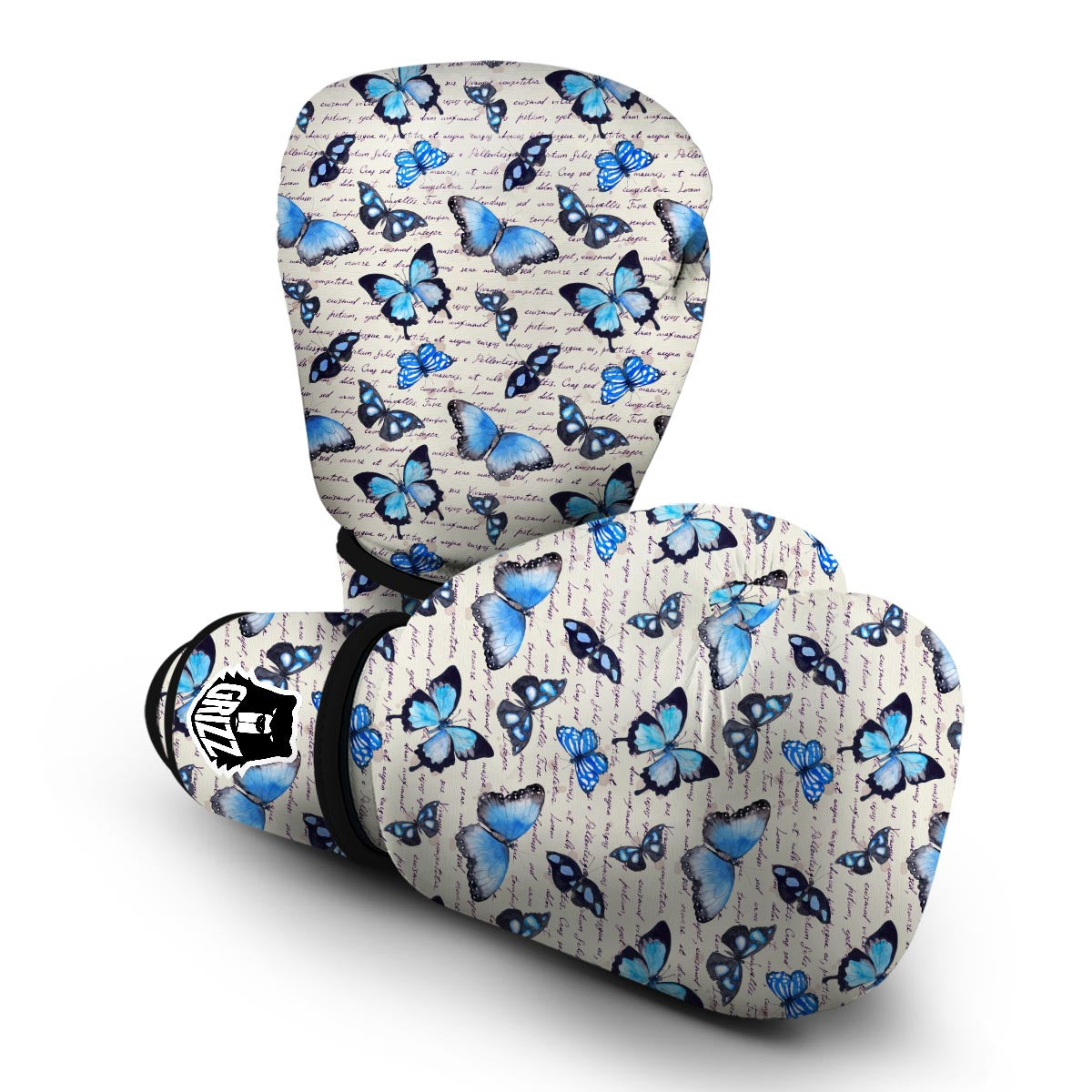 Butterfly Blue Pattern Print Boxing Gloves-grizzshop