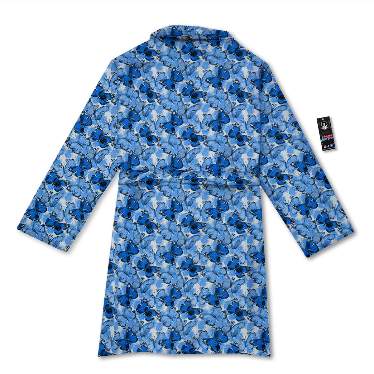 Butterfly Blue Spring Print Pattern Bathrobe-grizzshop