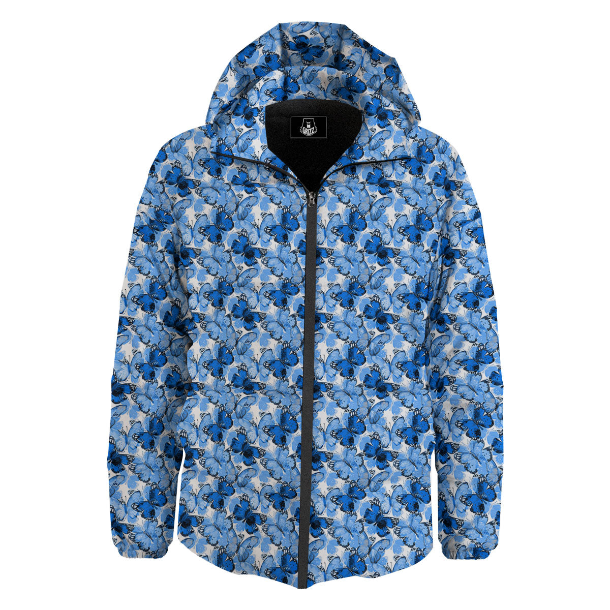 Butterfly Blue Spring Print Pattern Down Jacket-grizzshop