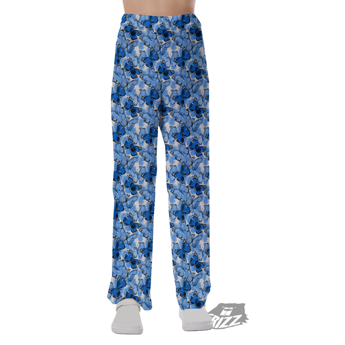 Butterfly Blue Spring Print Pattern Pajama Pants-grizzshop