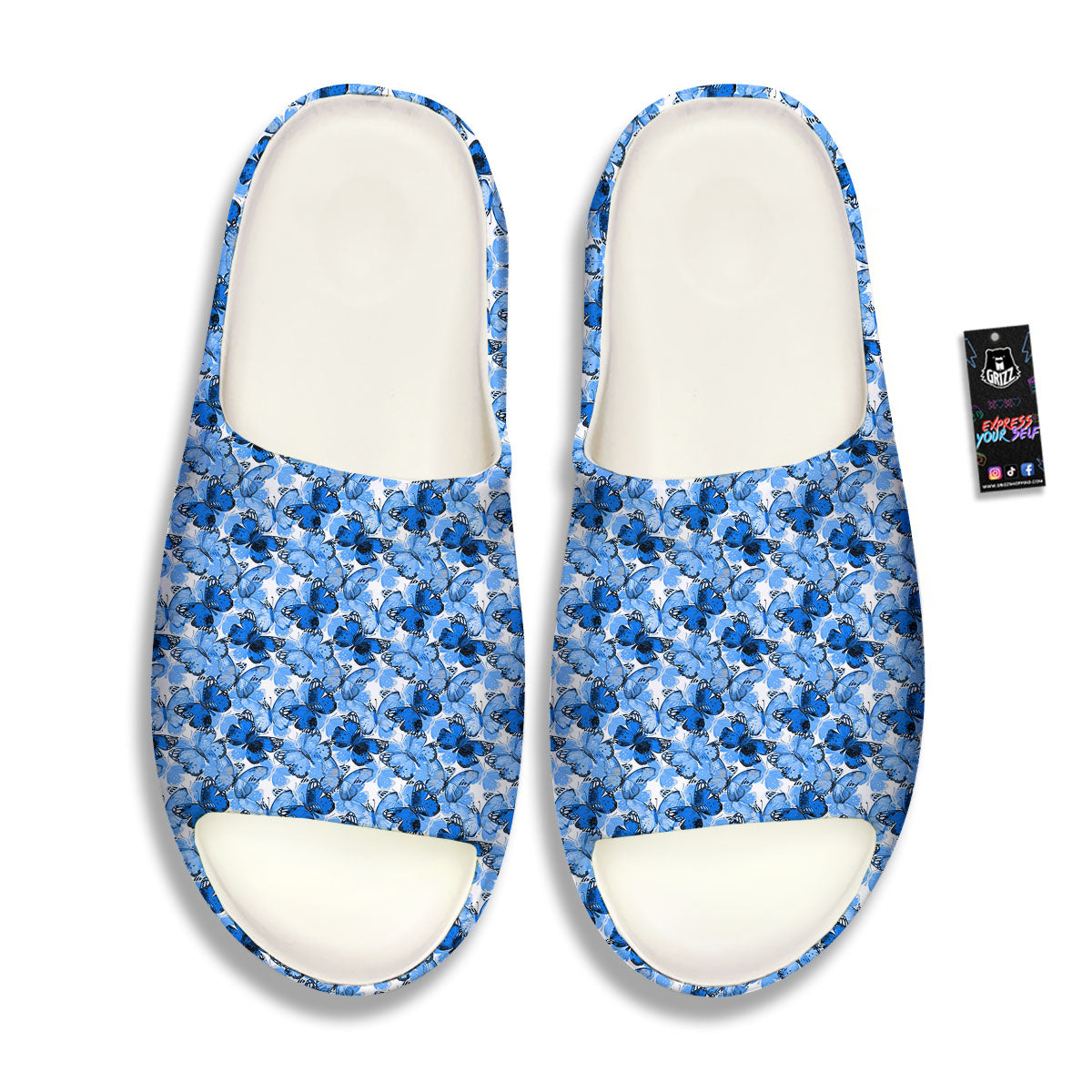 Butterfly Blue Spring Print Pattern Sandals-grizzshop