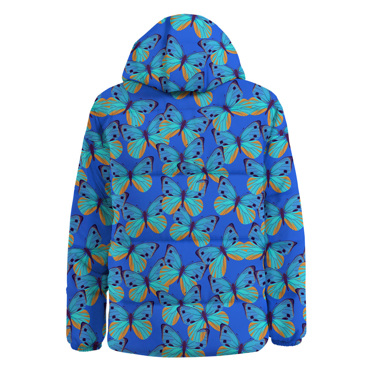Butterfly Blue Watercolor Print Pattern Down Jacket-grizzshop