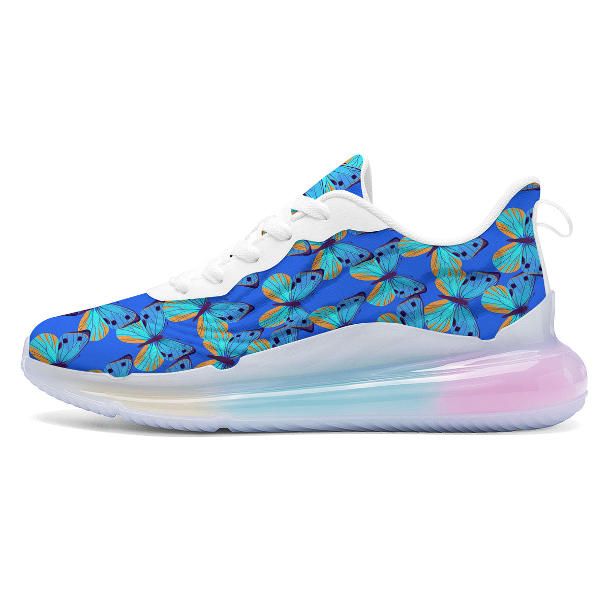 Butterfly Blue Watercolor Print Pattern Running Sneakers-grizzshop