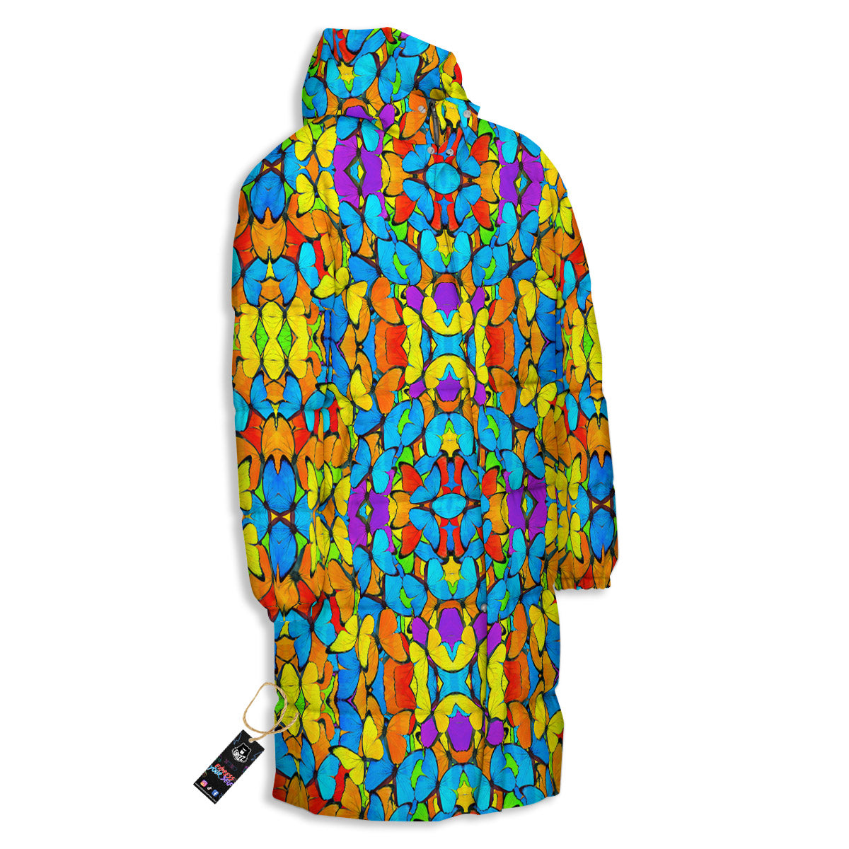 Butterfly Colorful Print Pattern Long Down Jacket-grizzshop