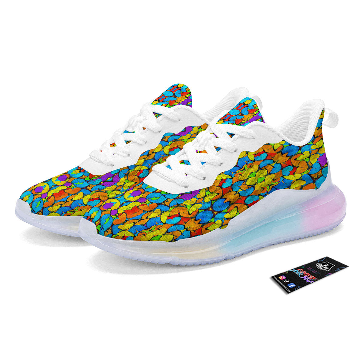 Butterfly Colorful Print Pattern Running Sneakers-grizzshop
