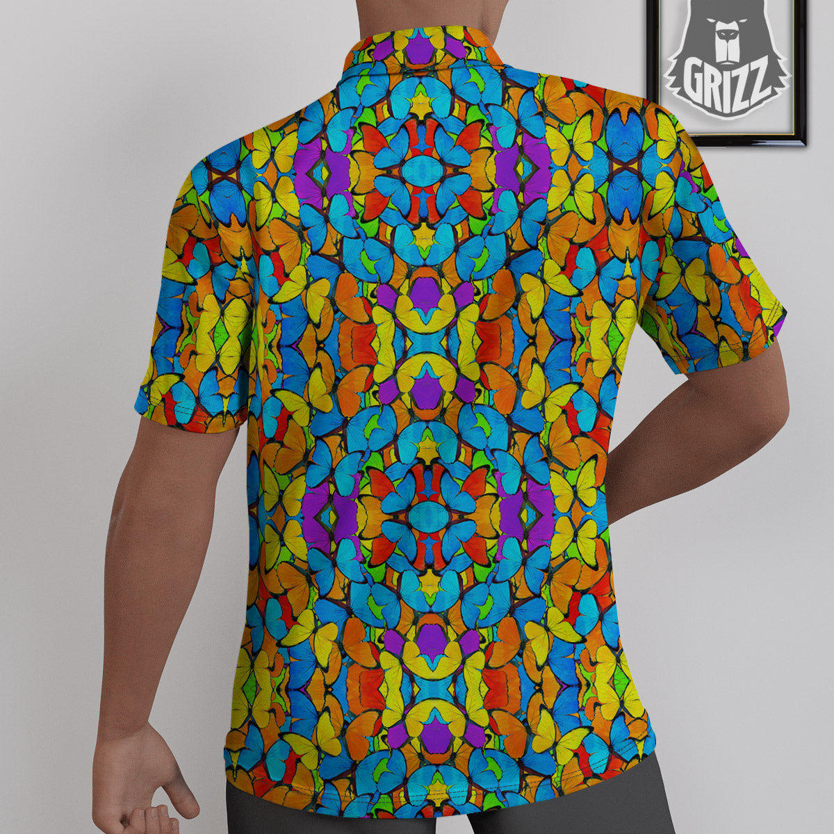 Butterfly Colorful Print Pattern Untucked Shirts-grizzshop