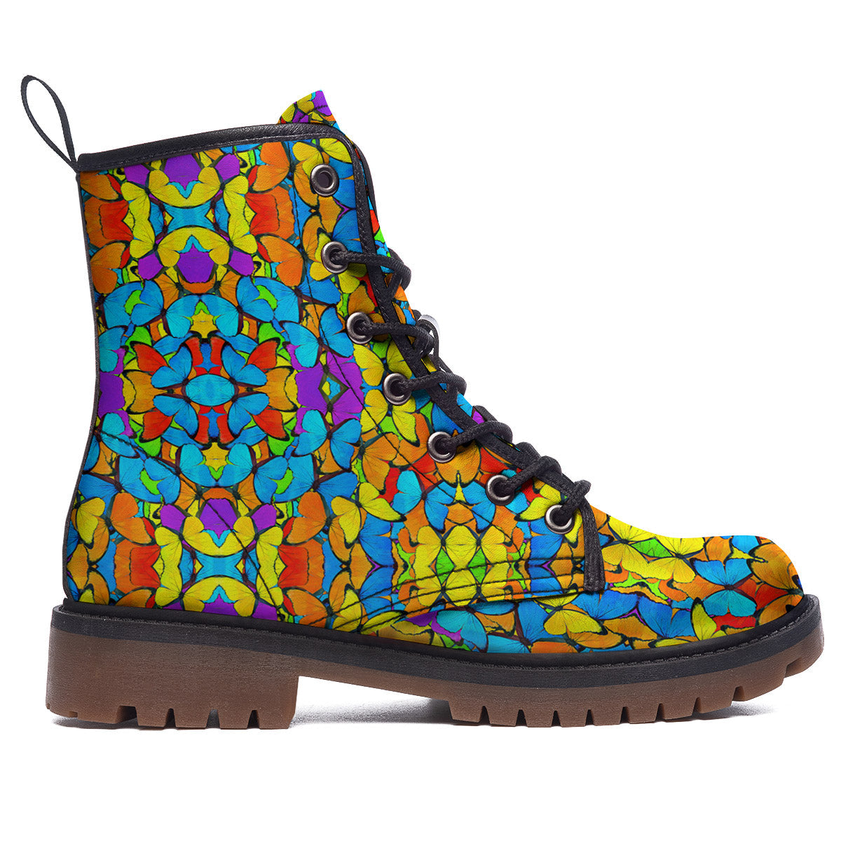 Butterfly Colorful Print Pattern Work Boots-grizzshop