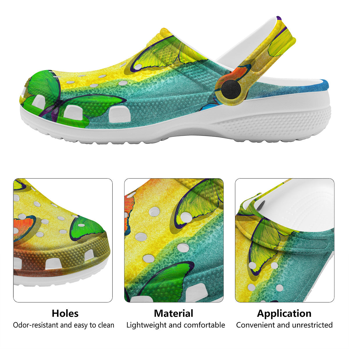 Butterfly Colorful Watercolor Print Clog-grizzshop
