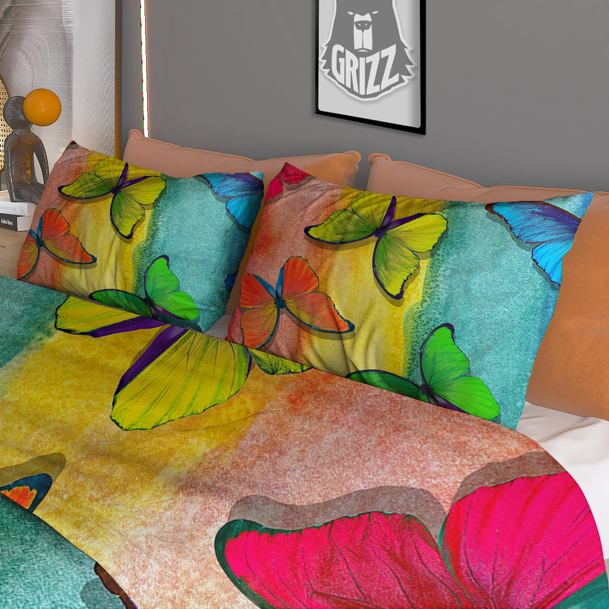 Carp Koi Fish Gold Print Duvet Cover Bedding Set
