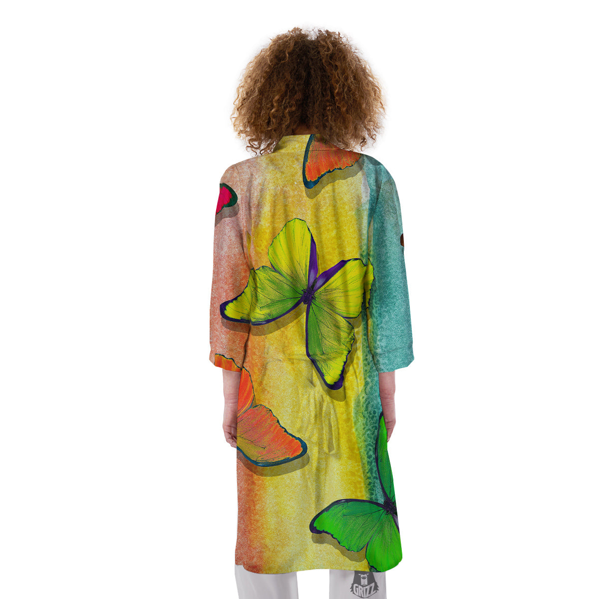 Butterfly Colorful Watercolor Print Kimono-grizzshop