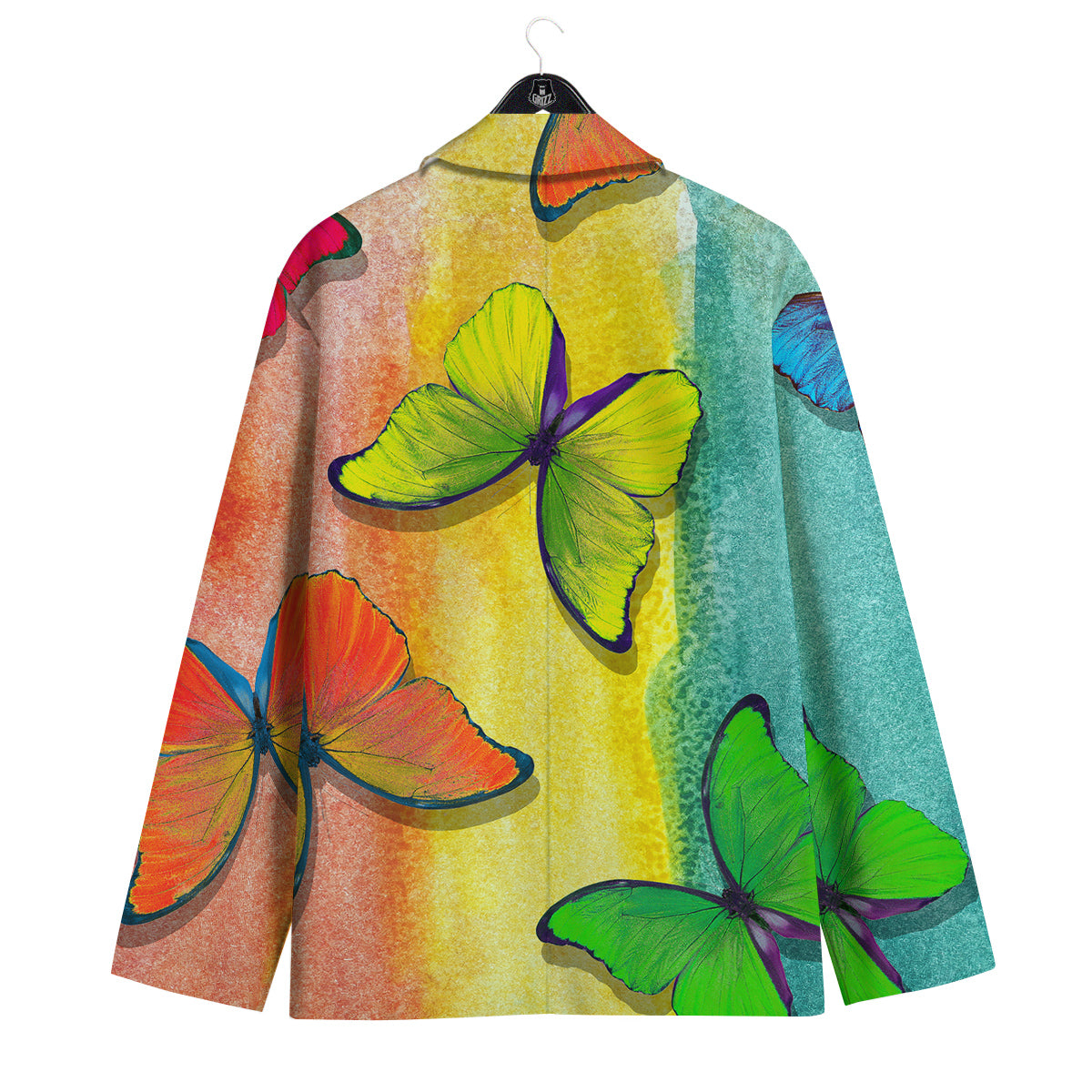 Butterfly Colorful Watercolor Print Men's Sport Coat-grizzshop