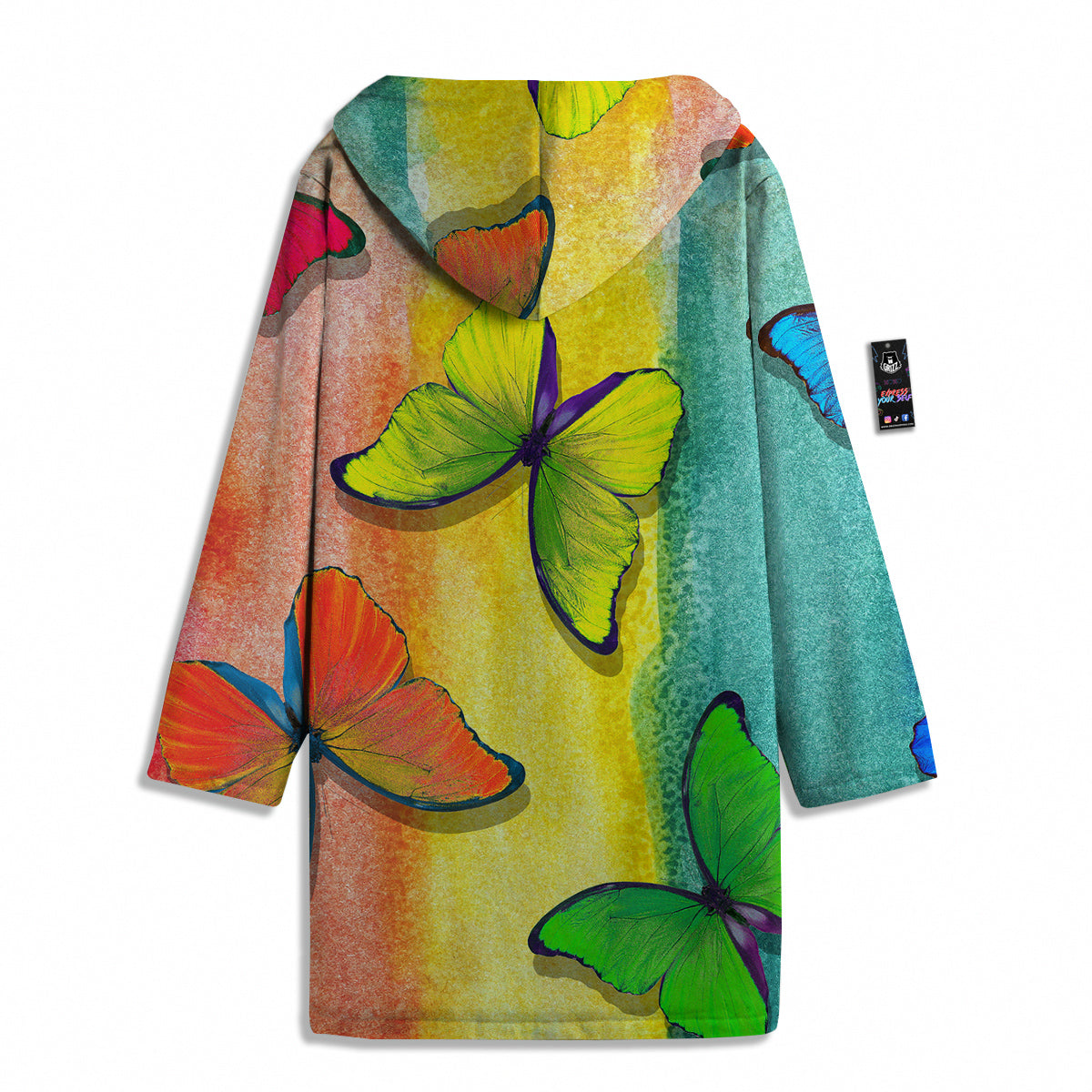 Butterfly Colorful Watercolor Print Men's Windbreaker Jacket-grizzshop