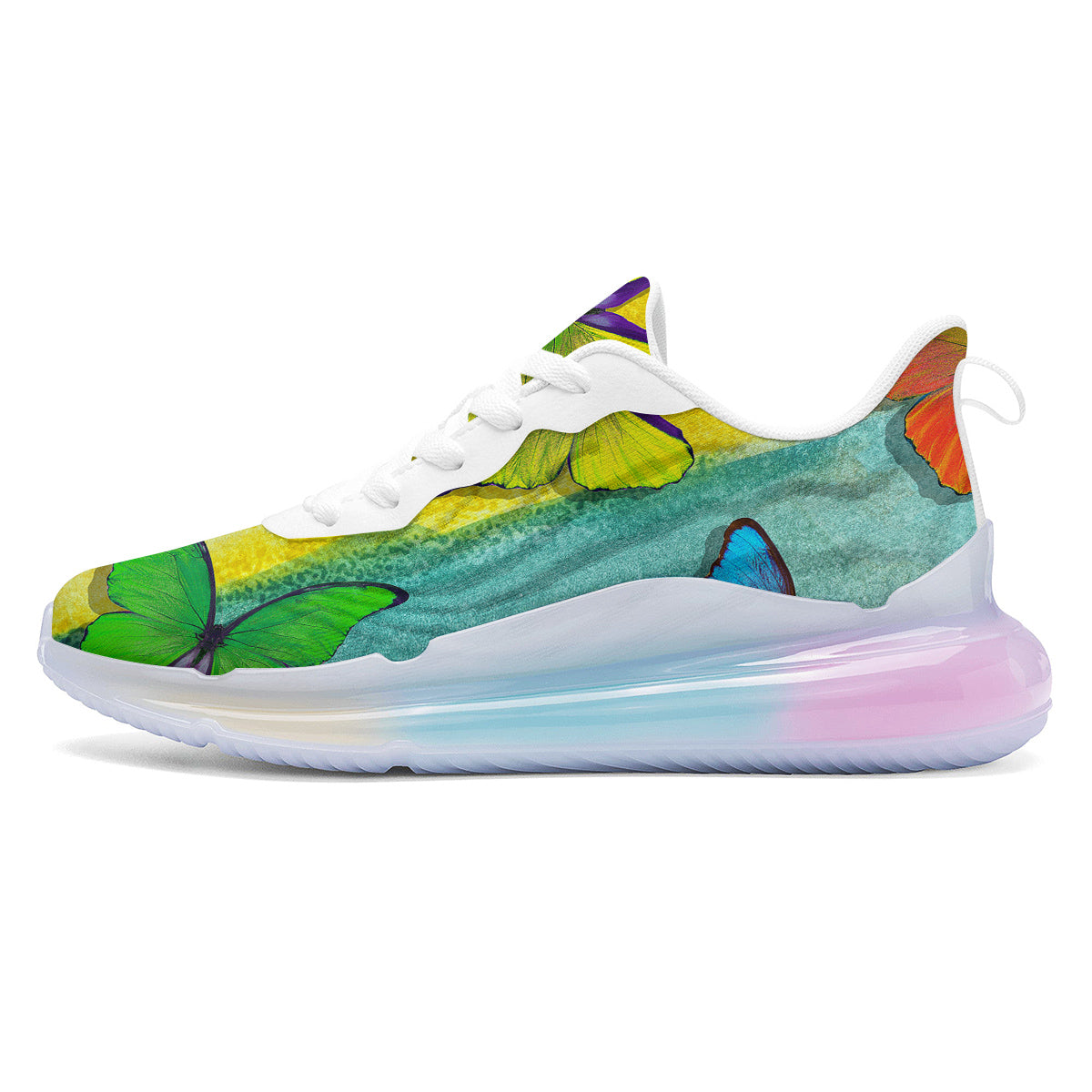 Butterfly Colorful Watercolor Print Running Sneakers-grizzshop