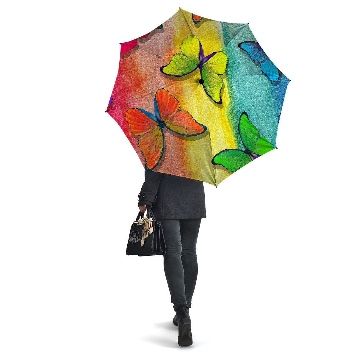 Butterfly Colorful Watercolor Print Umbrella-grizzshop