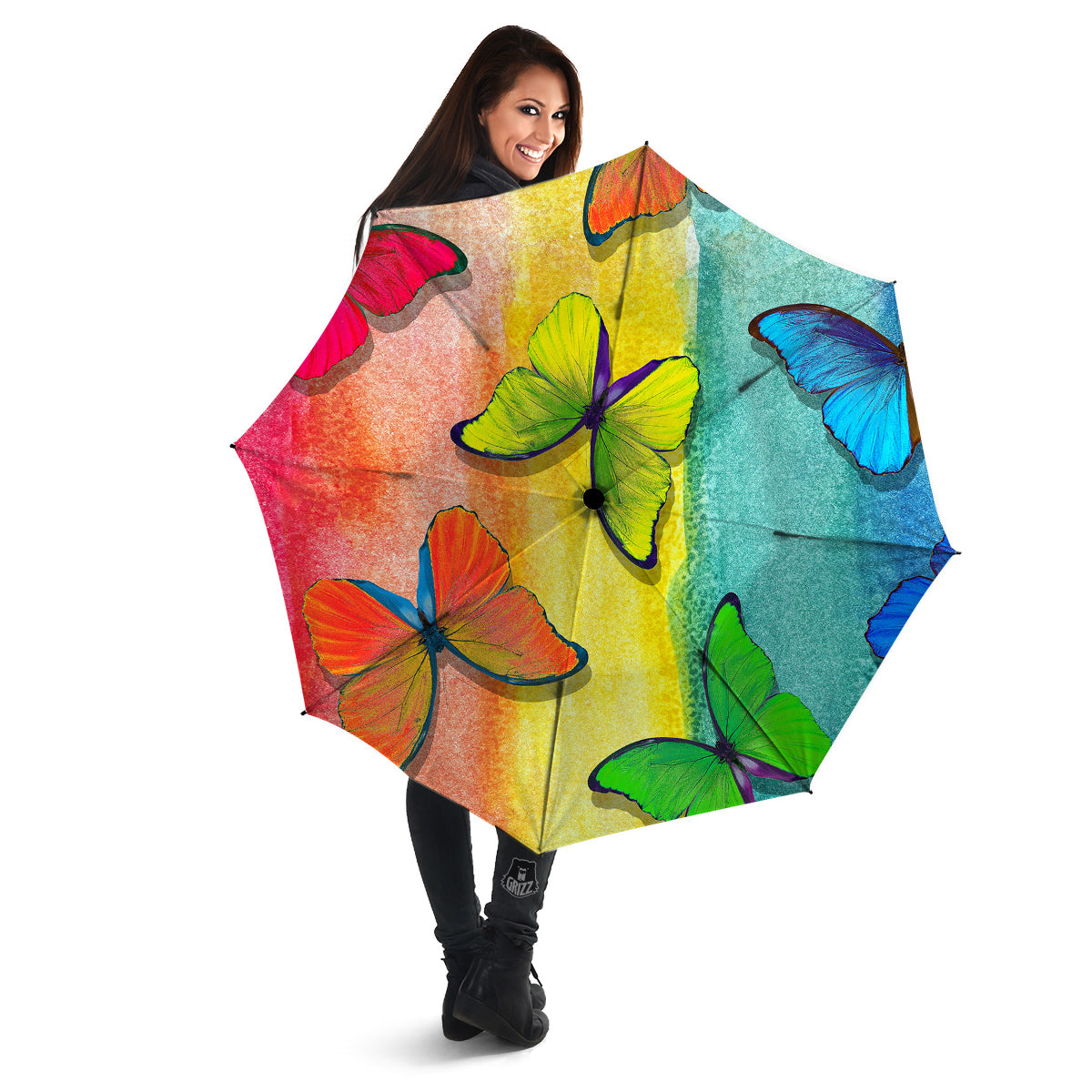 Butterfly Colorful Watercolor Print Umbrella-grizzshop