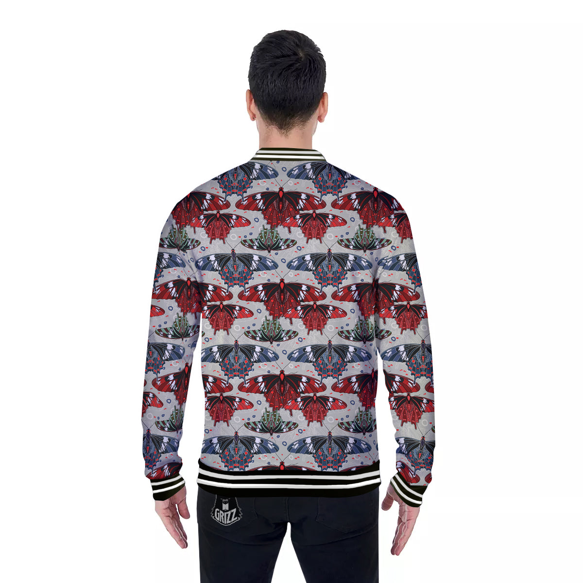 Butterfly Exotic Print Pattern Baseball Jacket-grizzshop