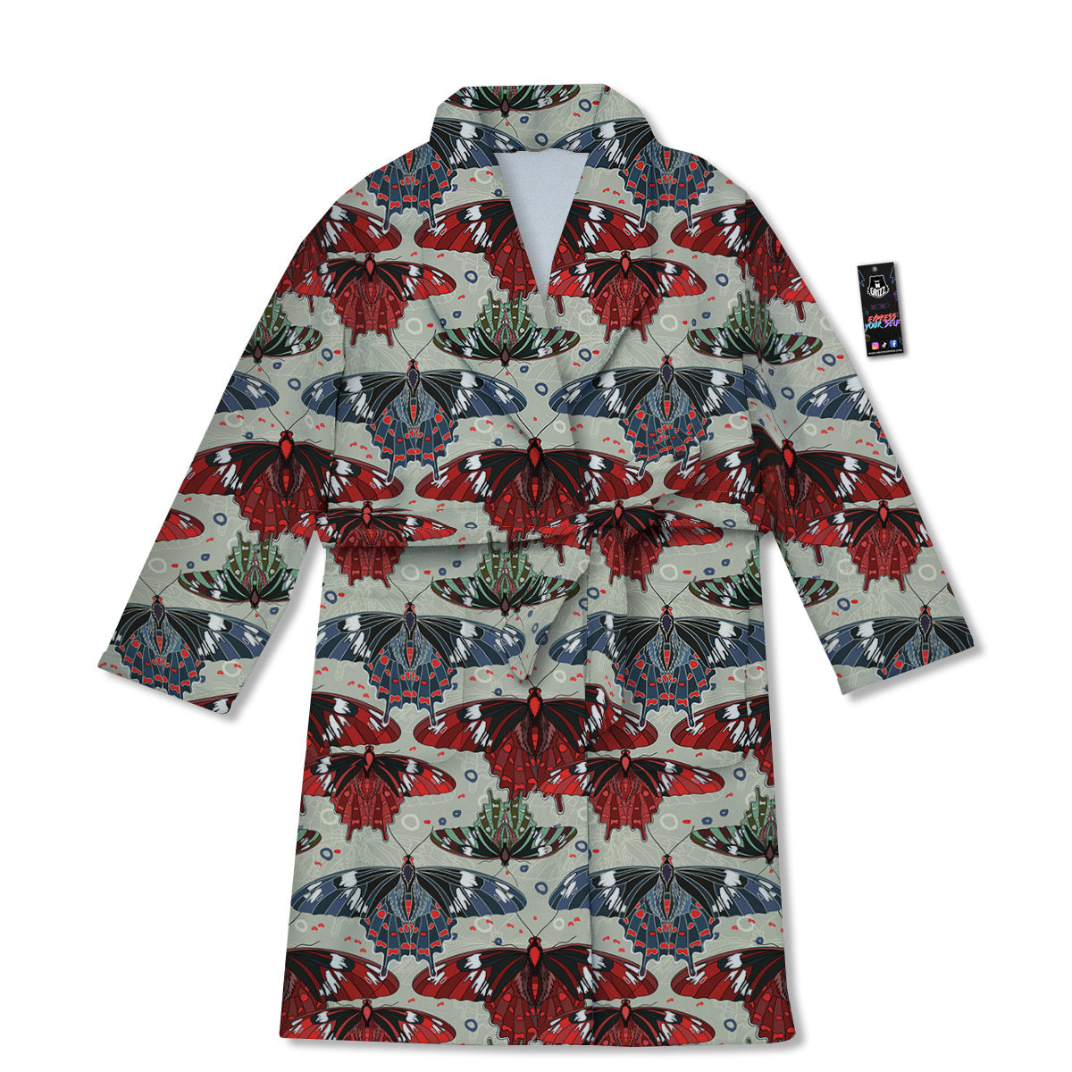 Butterfly Exotic Print Pattern Bathrobe-grizzshop