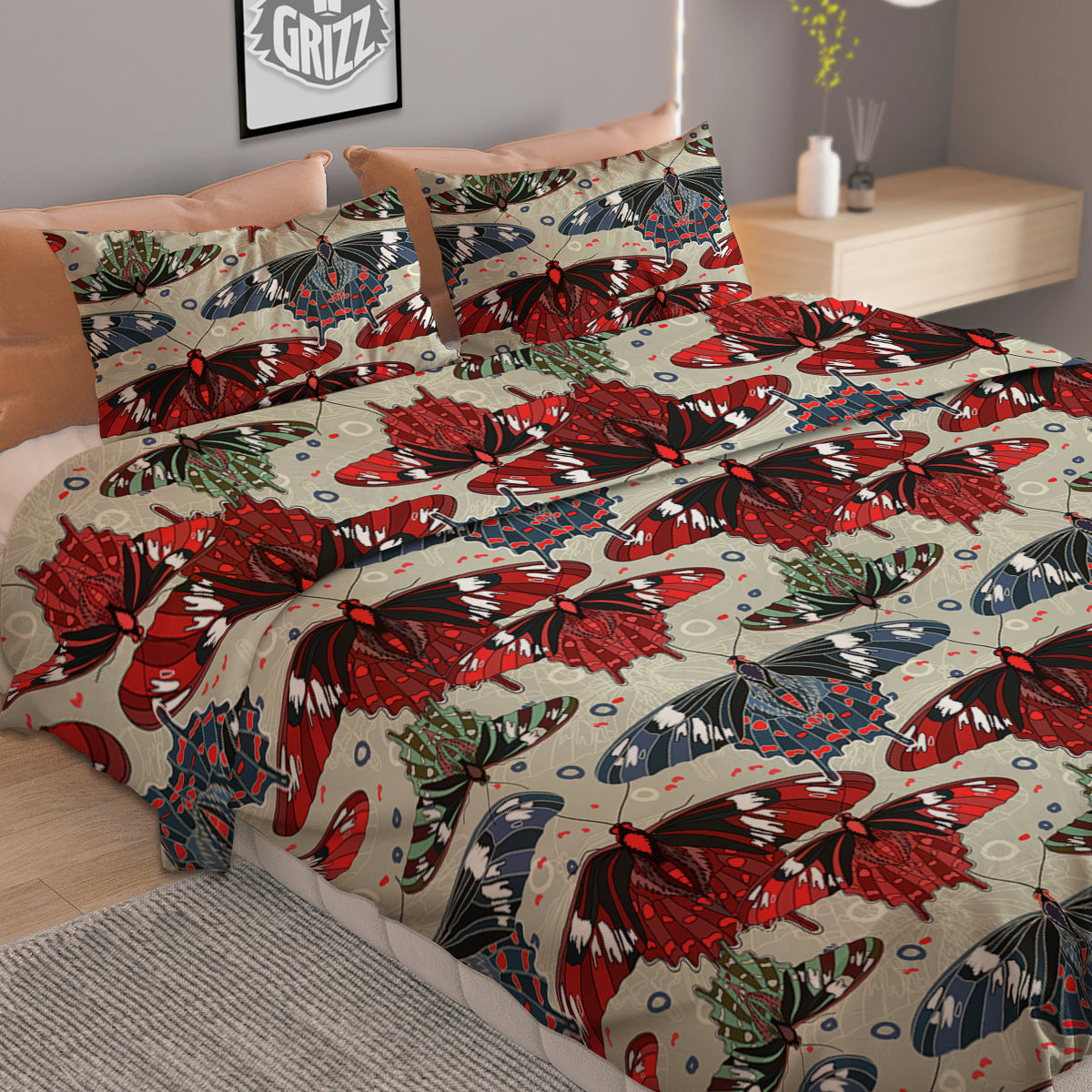 Butterfly Exotic Print Pattern Duvet Cover Bedding Set