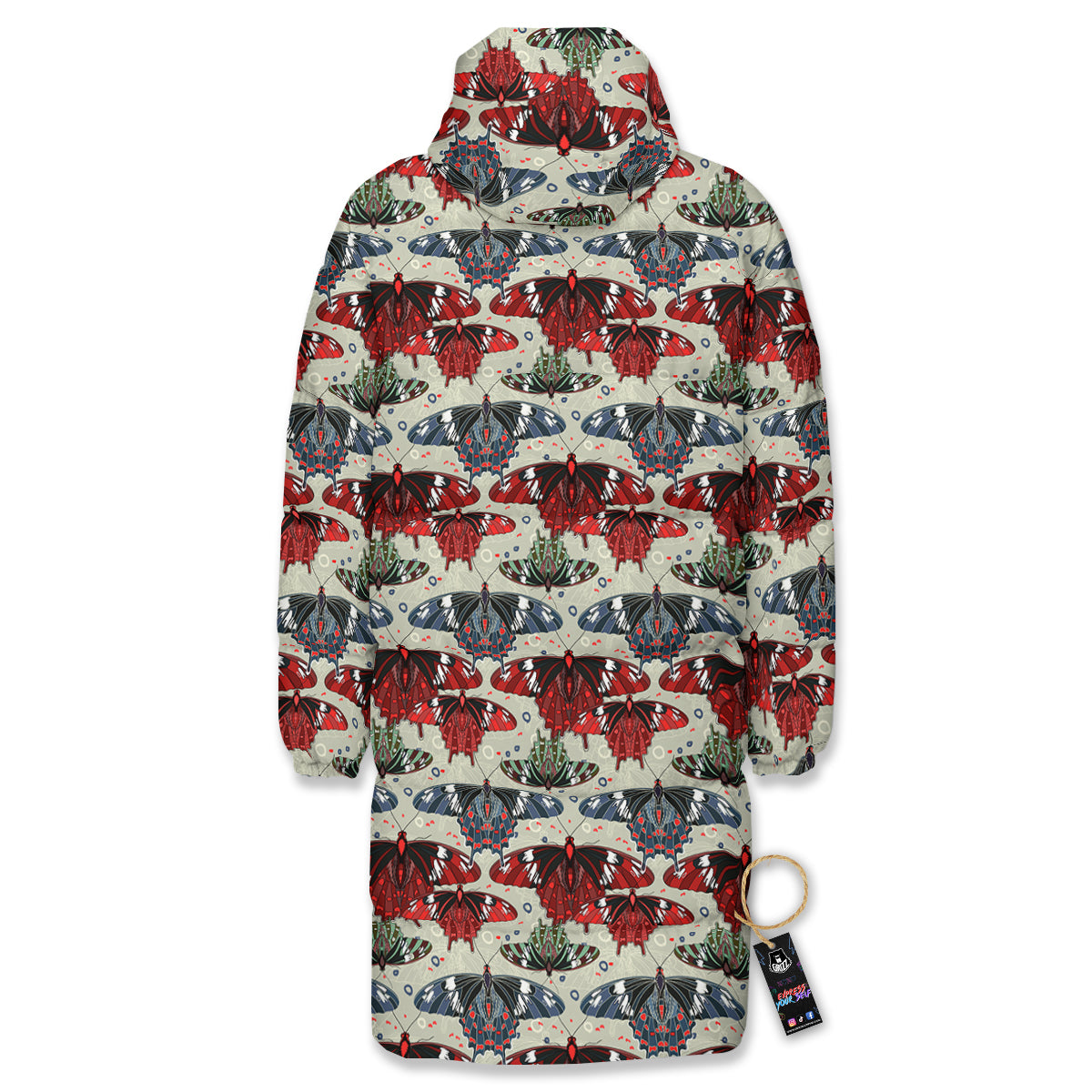 Butterfly Exotic Print Pattern Long Down Jacket-grizzshop