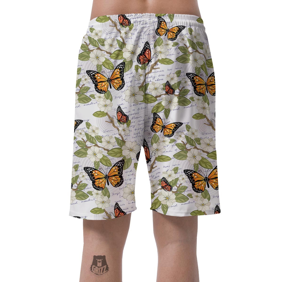 Butterfly Floral Print Men's Shorts-grizzshop