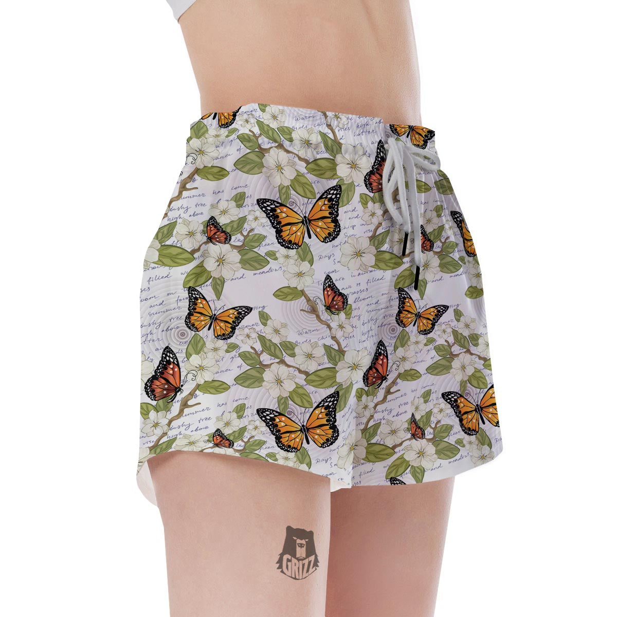 Butterfly Floral Print Women's Shorts-grizzshop