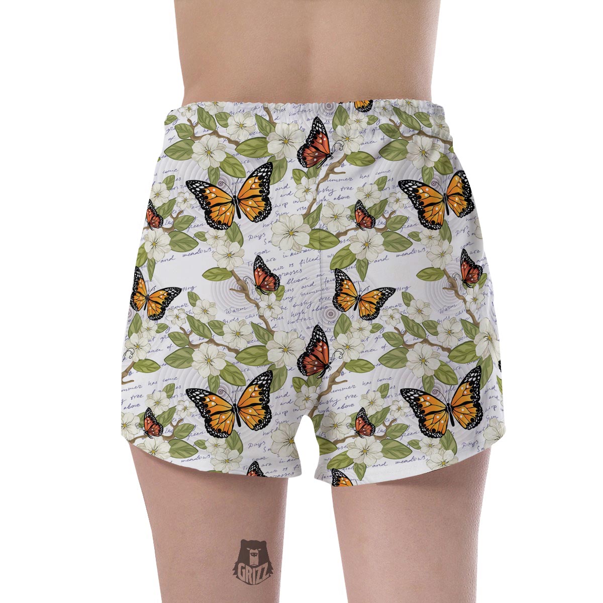 Butterfly Floral Print Women's Shorts-grizzshop