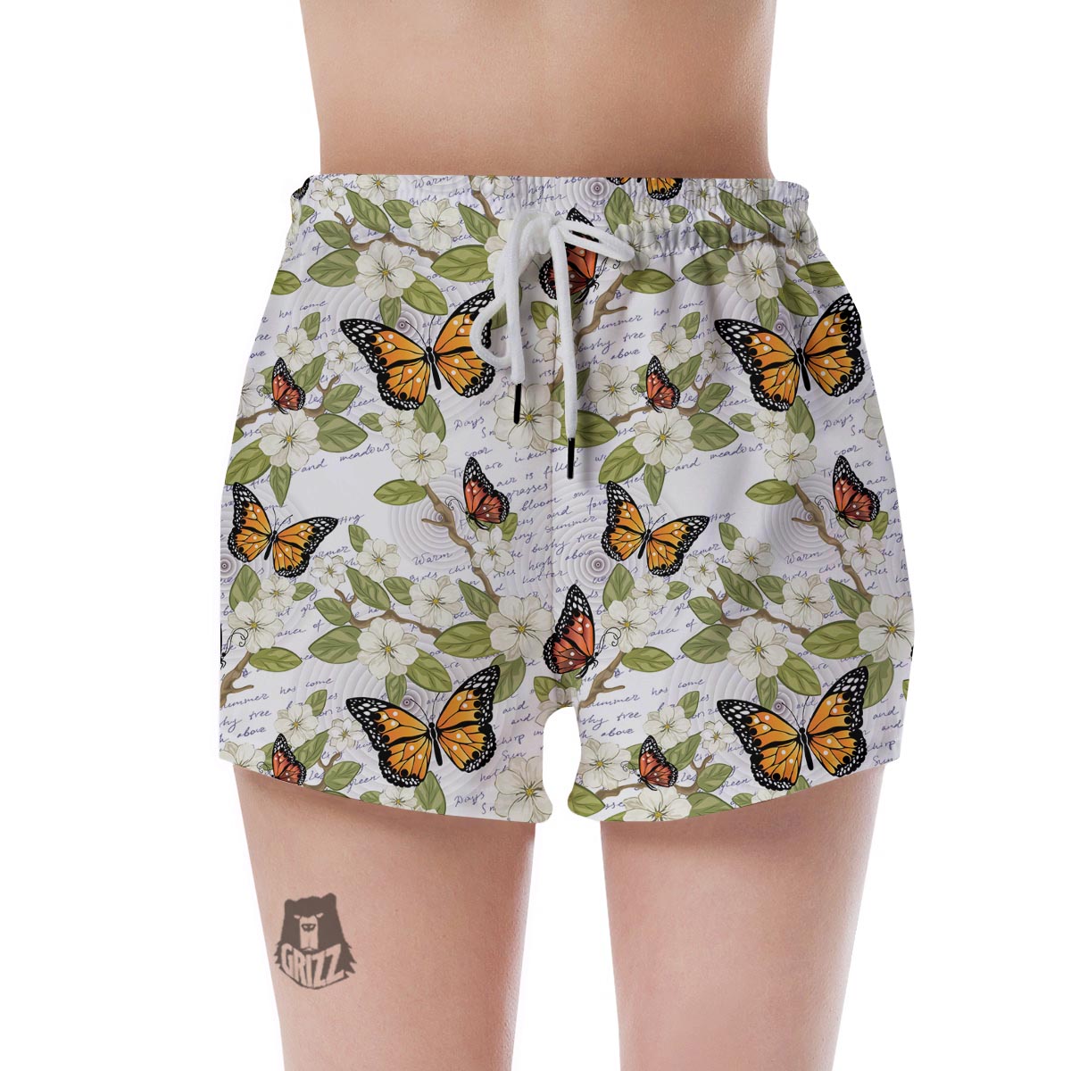 Butterfly Floral Print Women's Shorts-grizzshop