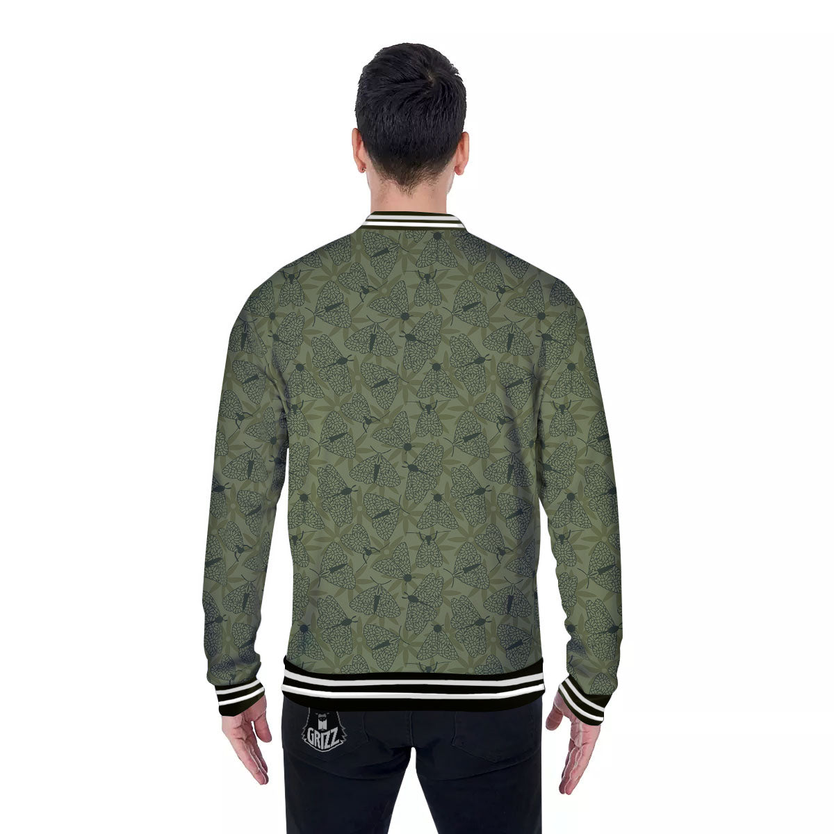 Butterfly Monarch Green Print Pattern Baseball Jacket-grizzshop
