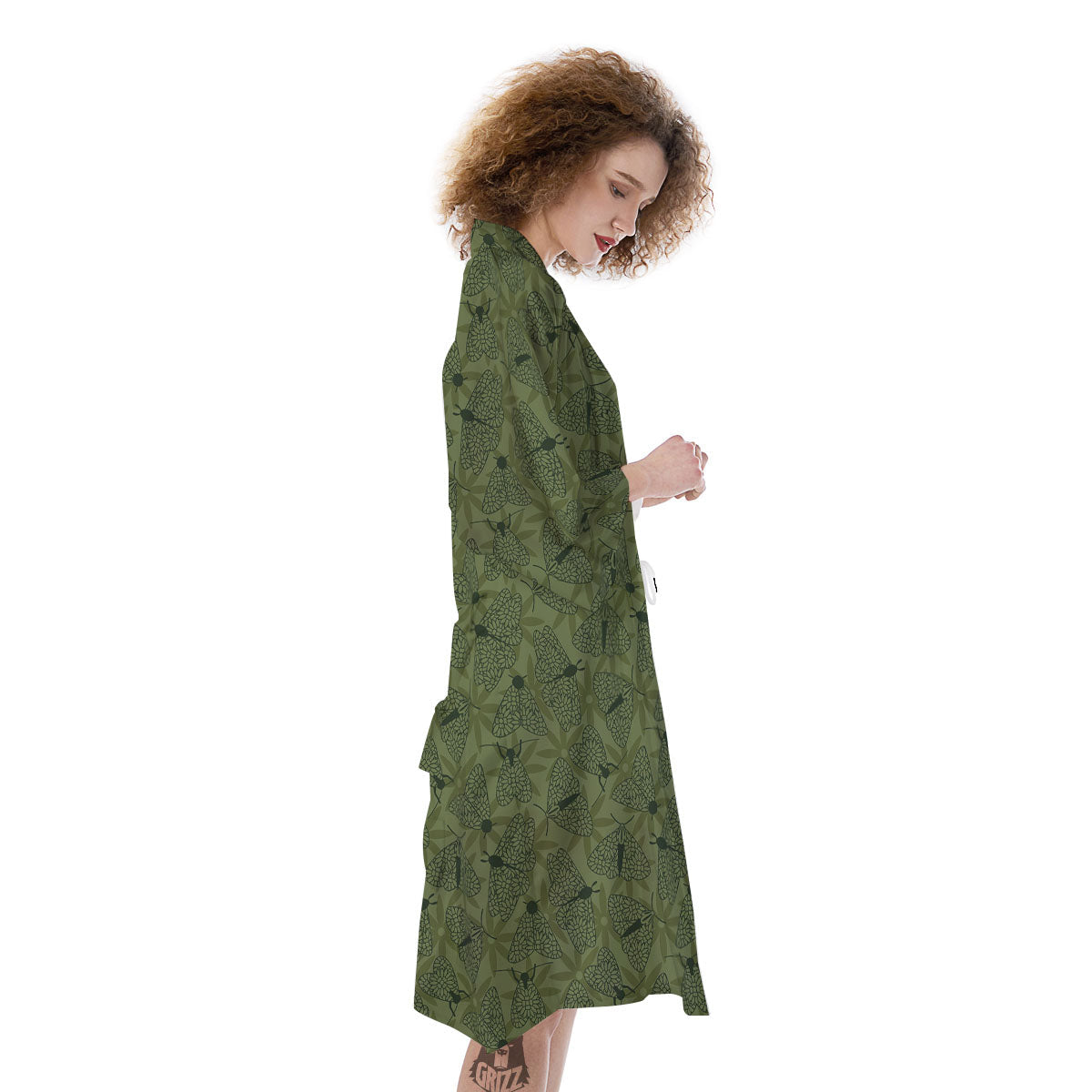 Butterfly Monarch Green Print Pattern Kimono-grizzshop