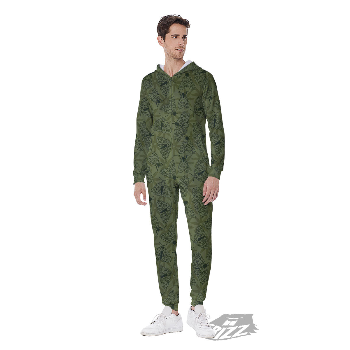 Butterfly Monarch Green Print Pattern Men's Jumpsuit-grizzshop