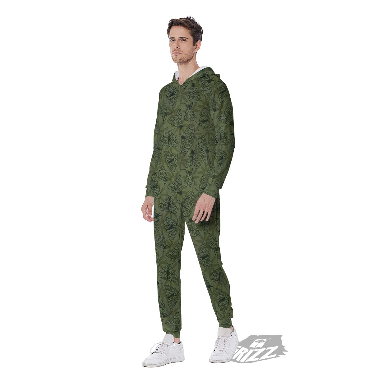 Butterfly Monarch Green Print Pattern Men's Jumpsuit-grizzshop