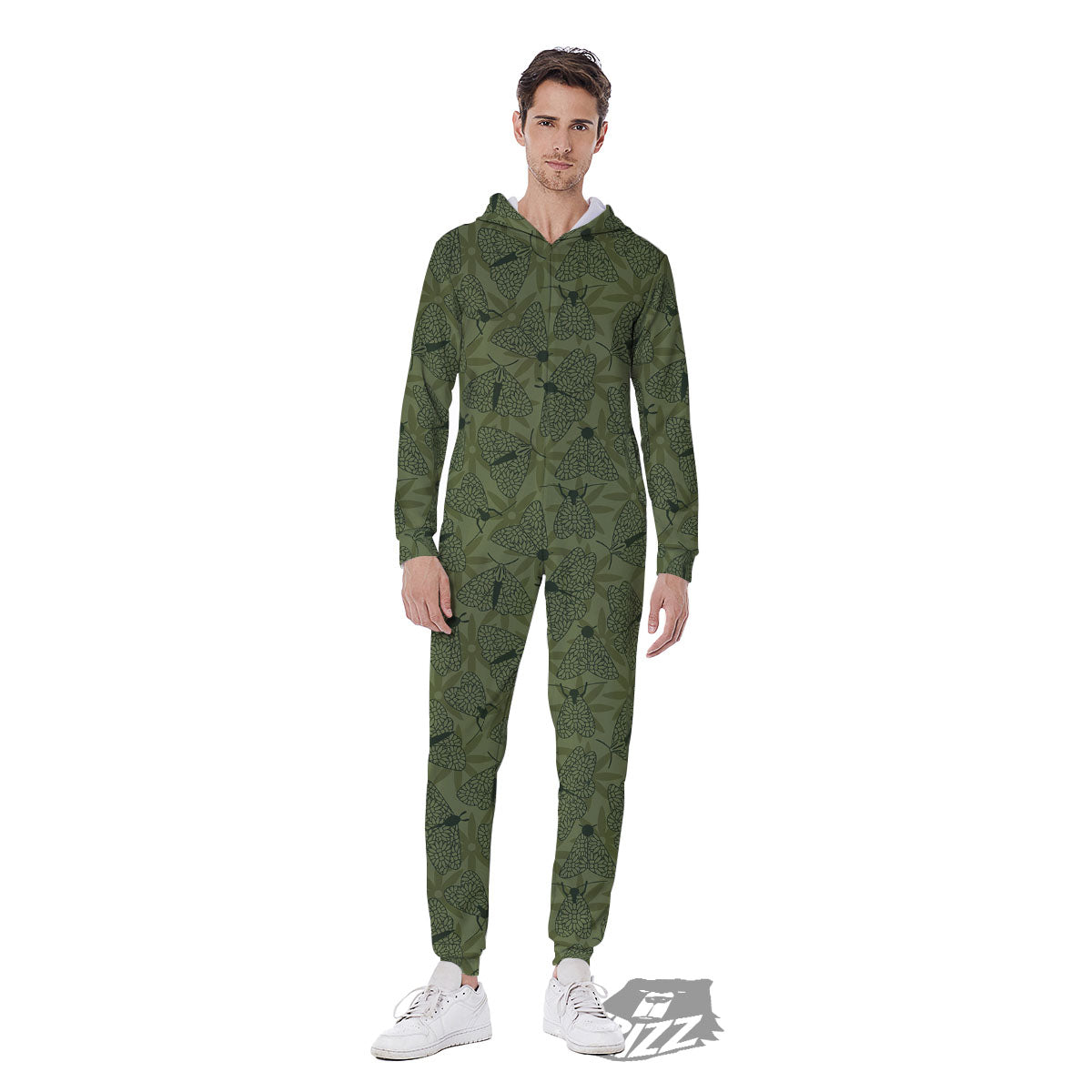 Butterfly Monarch Green Print Pattern Men's Jumpsuit-grizzshop