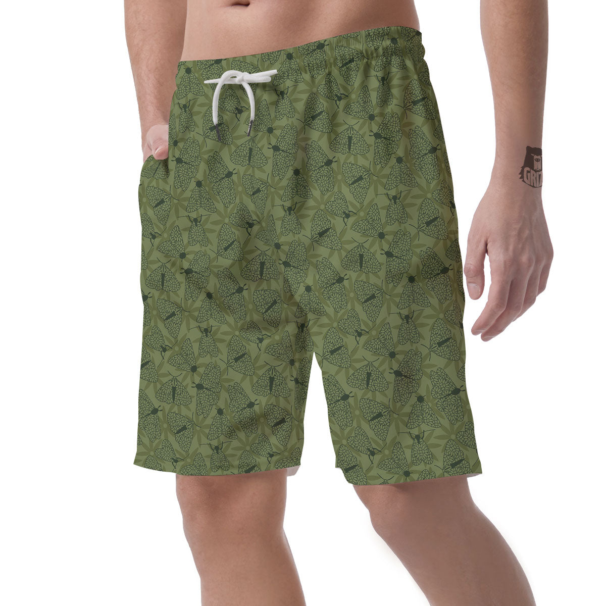 Butterfly Monarch Green Print Pattern Men's Shorts-grizzshop