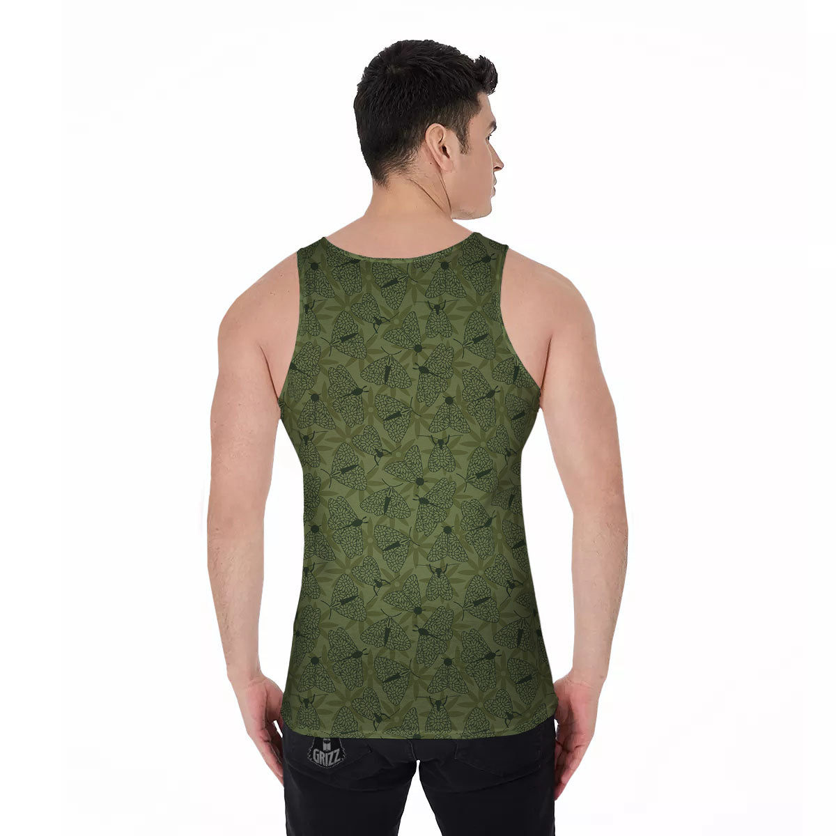 Butterfly Monarch Green Print Pattern Men's Tank Top-grizzshop
